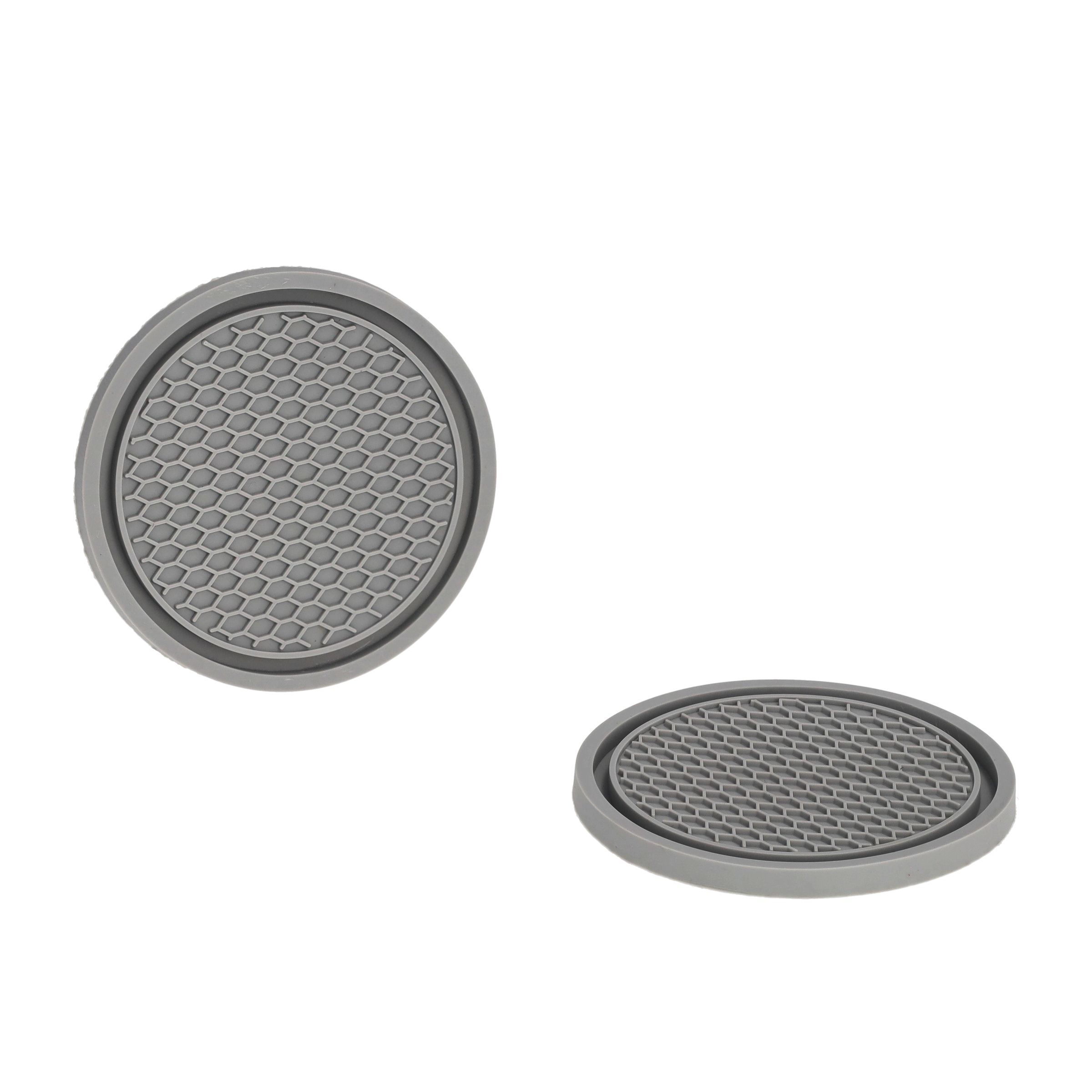 (4er Set) Ø7cm Auto Anti-Rutsch Getränke Untersetzer KFZ Accessoire - Grau