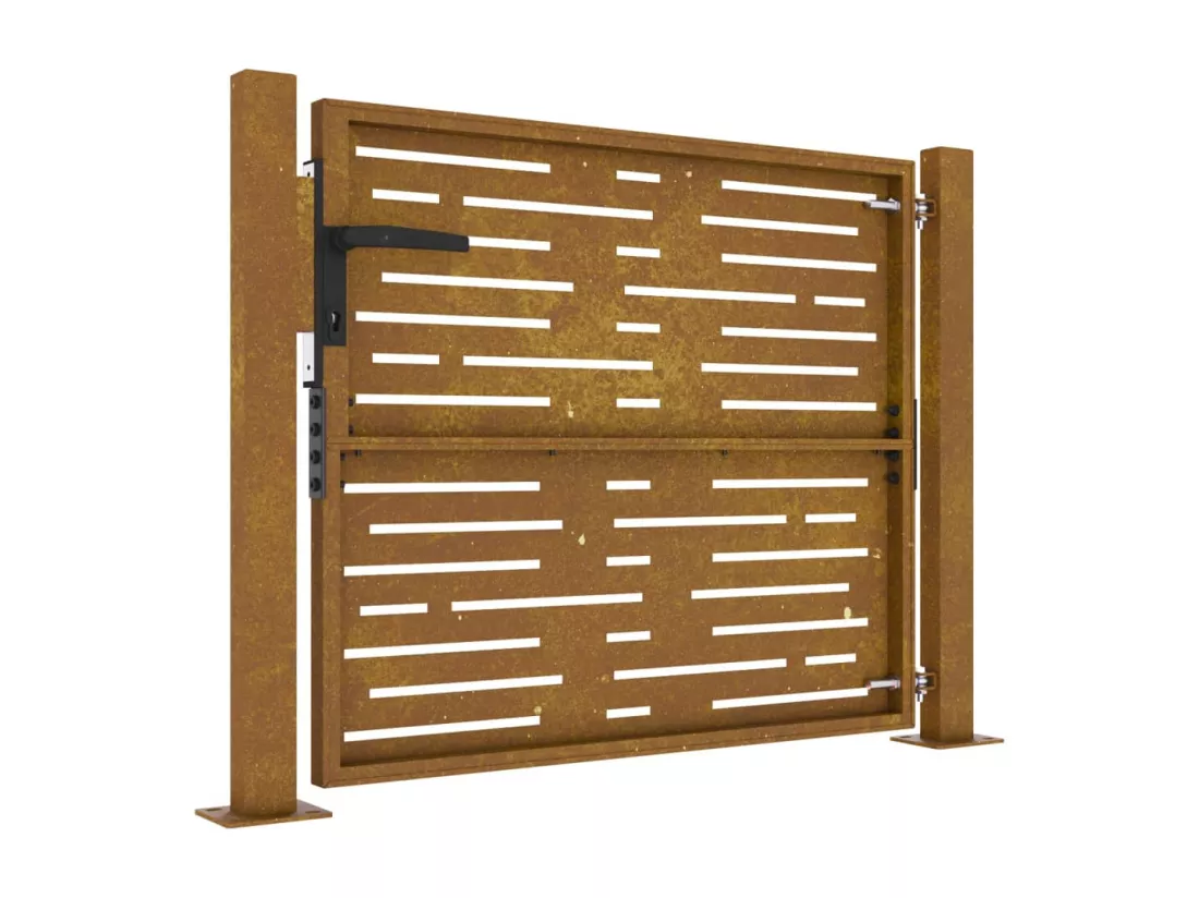 Portail de jardin 105x80 cm acier corten conception de carré