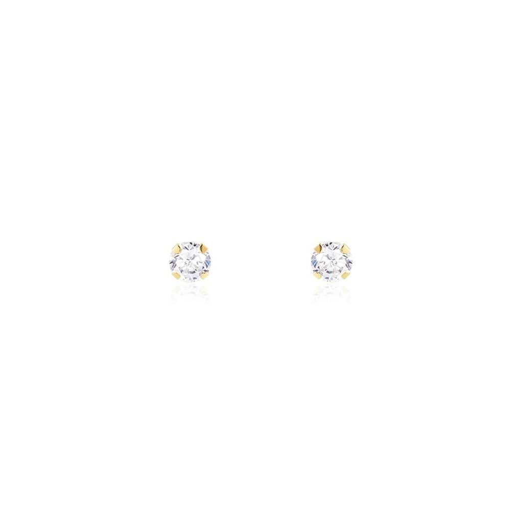 Boucles D'oreilles Puces Pepita Or Jaune Oxyde De Zirconium