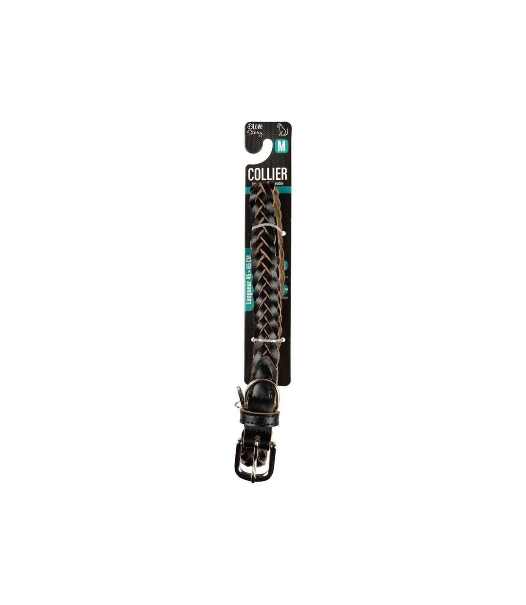 Paris Prix - Collier Pour Chien Réglable tressé 45-65cm Noir