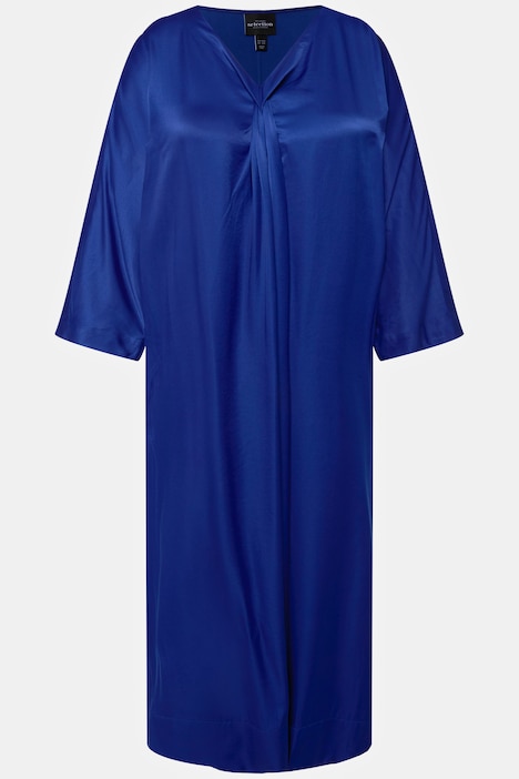 Midikleid, Satin, V-Ausschnitt, Halbarm, Taschen