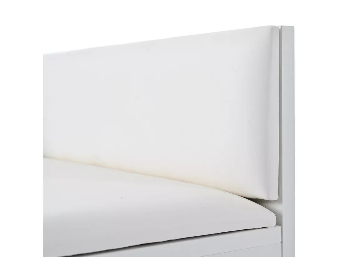 Armoire Banc à chaussures avec trois portes de rangement Avec poignées métalliques asymétriques Blanc