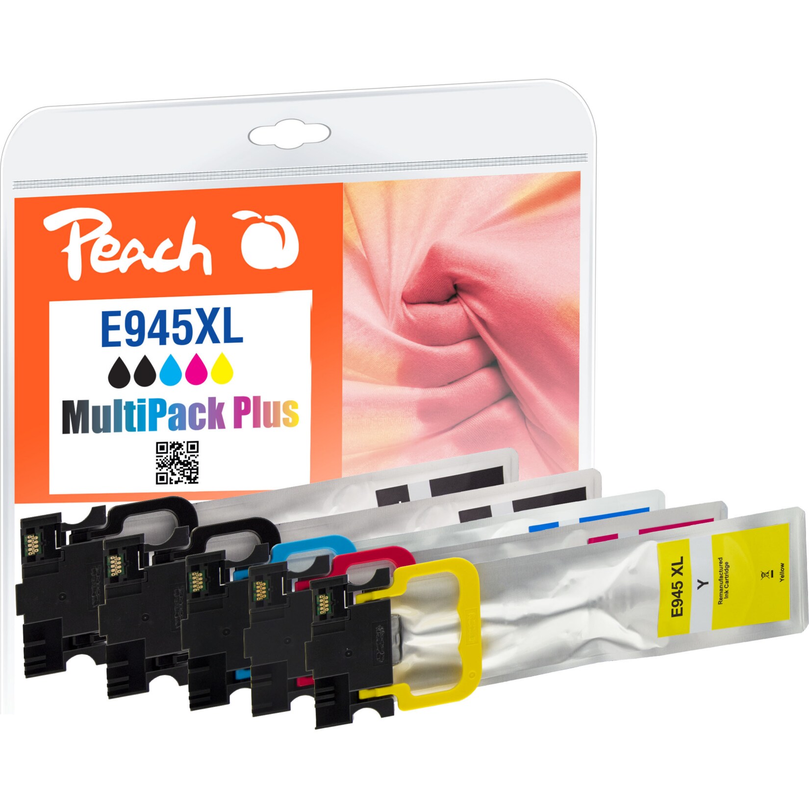 Peach E945 XL 5 Druckerpatronen XL (2*bk, c/m/y) ersetzt Epson No. 945XL, T9451*2, T9452, T9453, T9454 für z.B. Epson WorkForce Pro WFC 5210 DW (wiederaufbereitet)