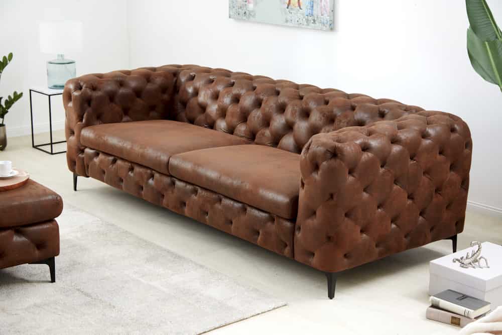 Chesterfield 3-Sitzer Sofa MODERN BAROCK 235cm antik braun Microfaser Federkern