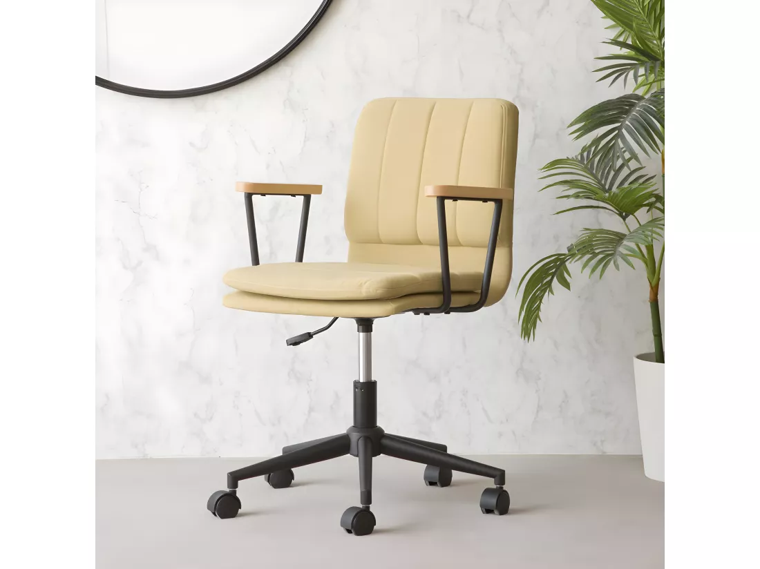 Chaise de bureau rembourrée en tapisserie Moutarde 58x92