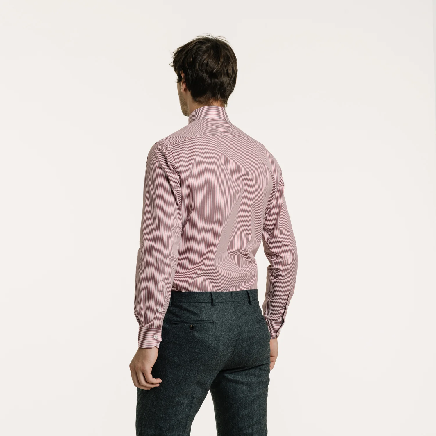 Poplin shirt with wide garnet stripes