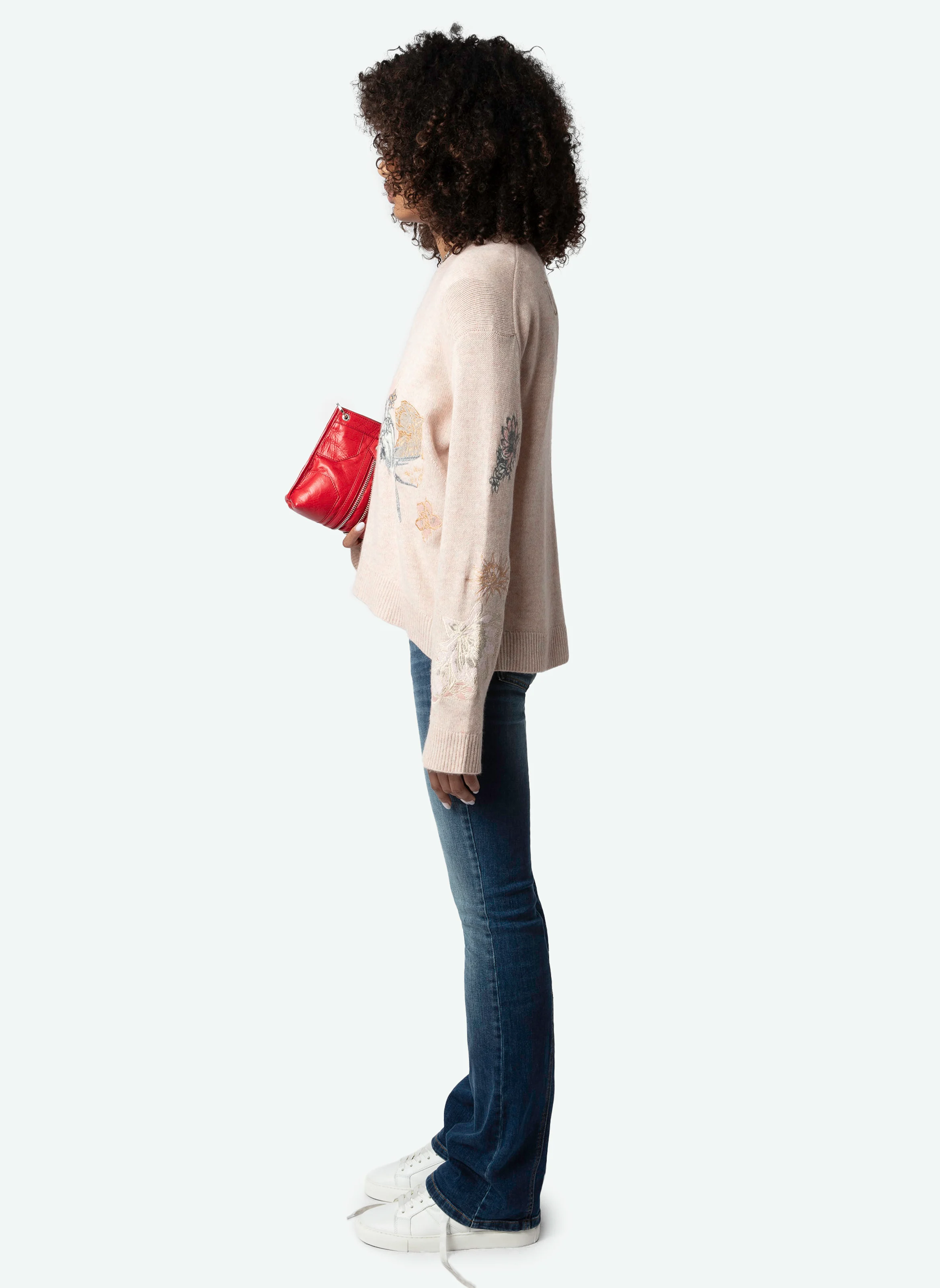 MARKUS - Pull brodé en cachemire | Rose