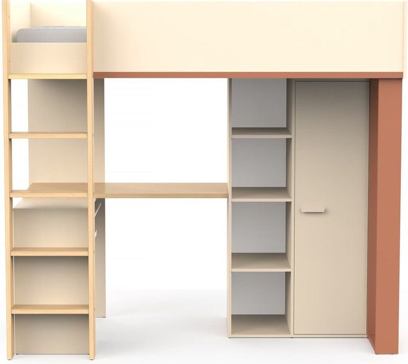 CaliCosy - Hoogslaper - Camillia - Zandbeige - Spaanplaat - Bureau en Kast