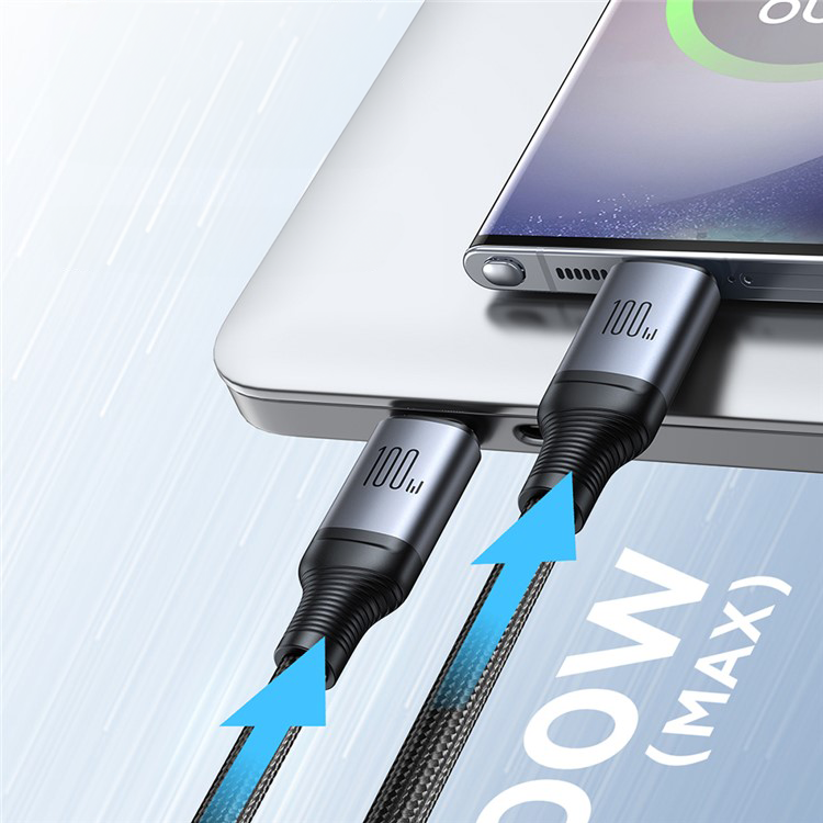 (1.5m) 100W 2in1 USB C auf 2x USB C Ladekabel Nylon Datenkabel - Schwarz