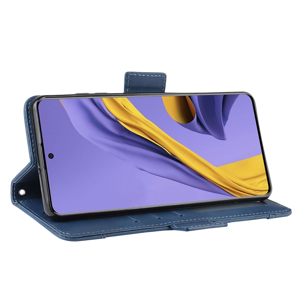 Samsung Galaxy A51 (2019) Leder Tasche Flip Cover im Retro Look mit Kartenfächer - Blau