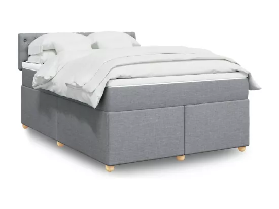 Sommier à lattes de lit avec matelas Gris clair 140x190cm Tissu