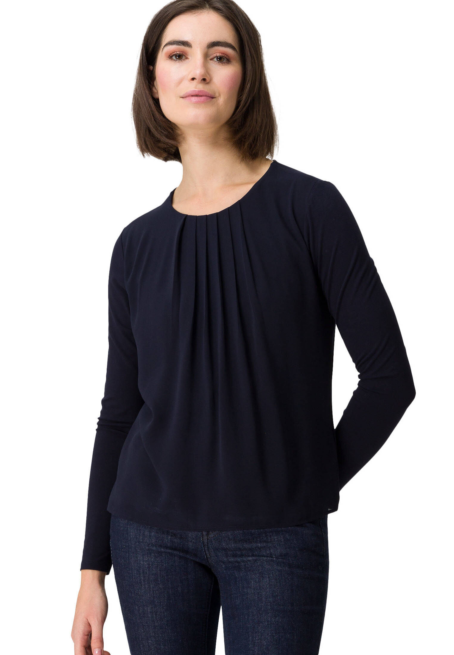 zero| Damen Blusenshirt mit Rundhalsausschnitt