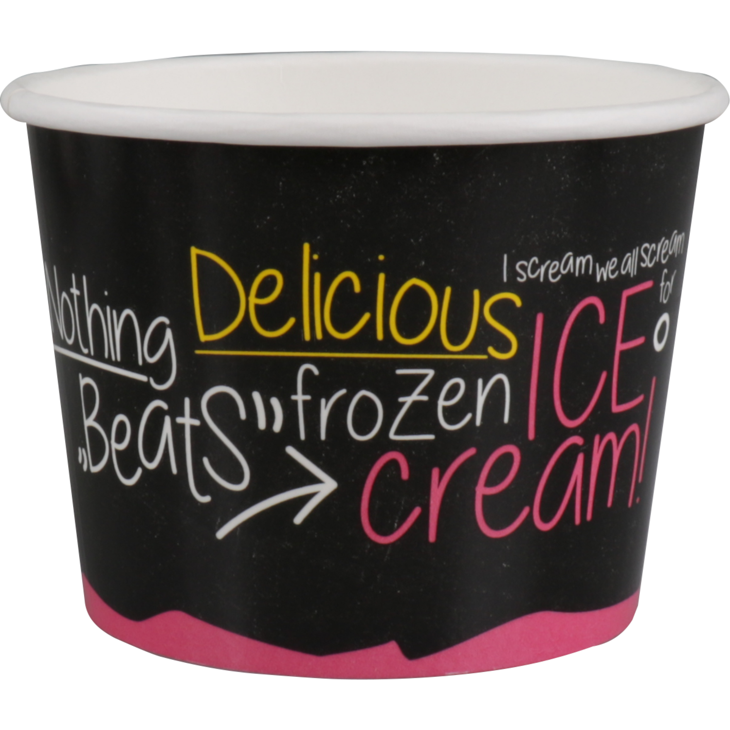 Cup, ijscup, karton + PE, 300ml, 12oz, Ø 101mm, 77mm, zwart/roze