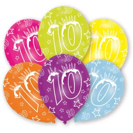 amscan Latexballons Zahl 10, 6 Stück, 27,5 cm