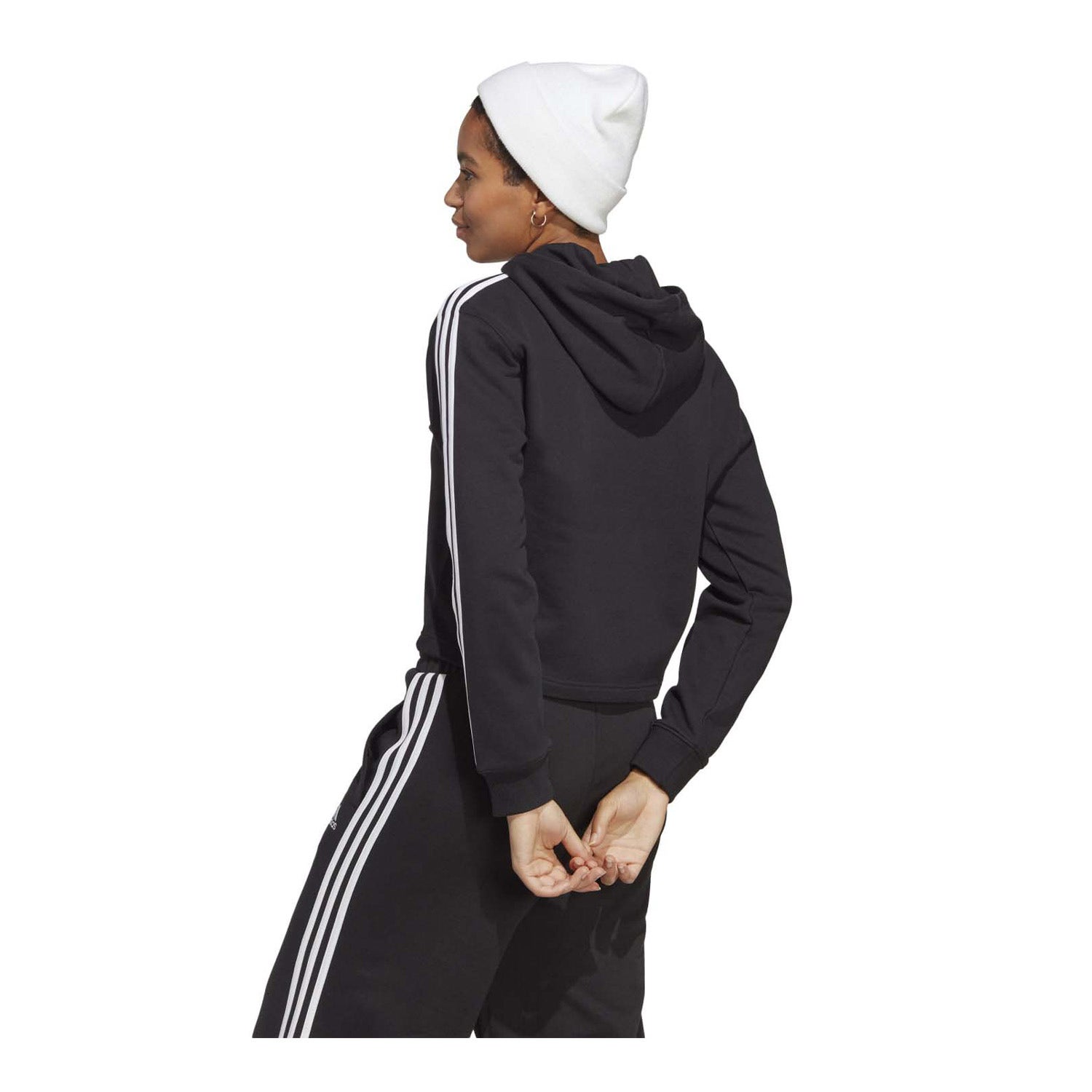 adidas  Essentials 3-Stripes French Terry Crop Hoodie