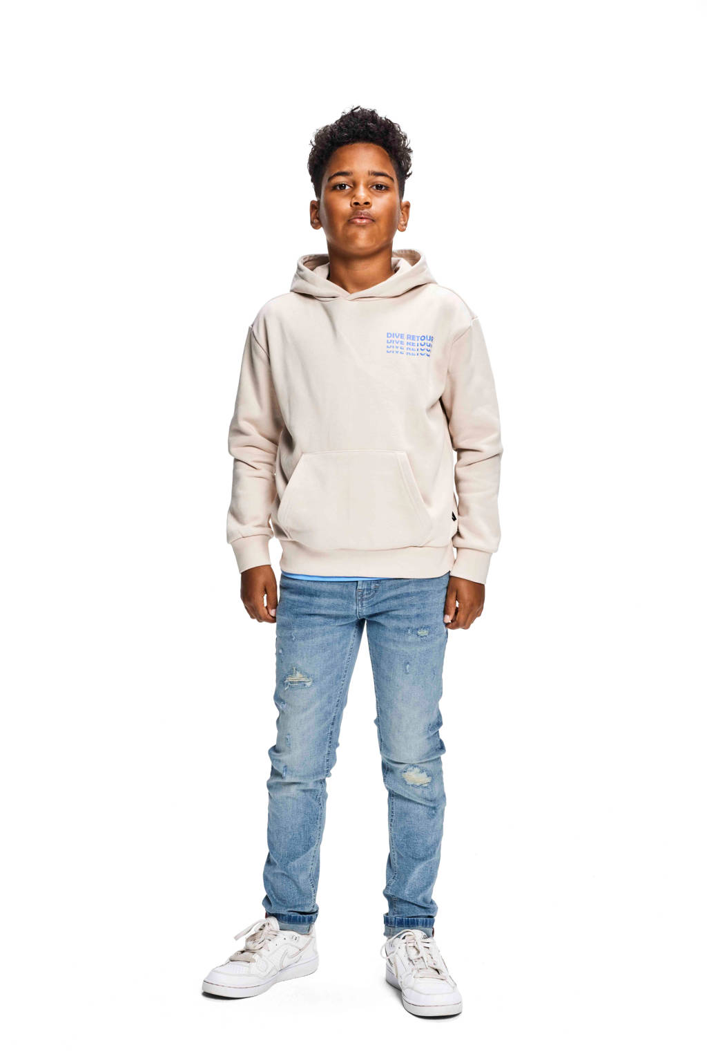 Retour Jeans hoodie Otis met backprint beige
