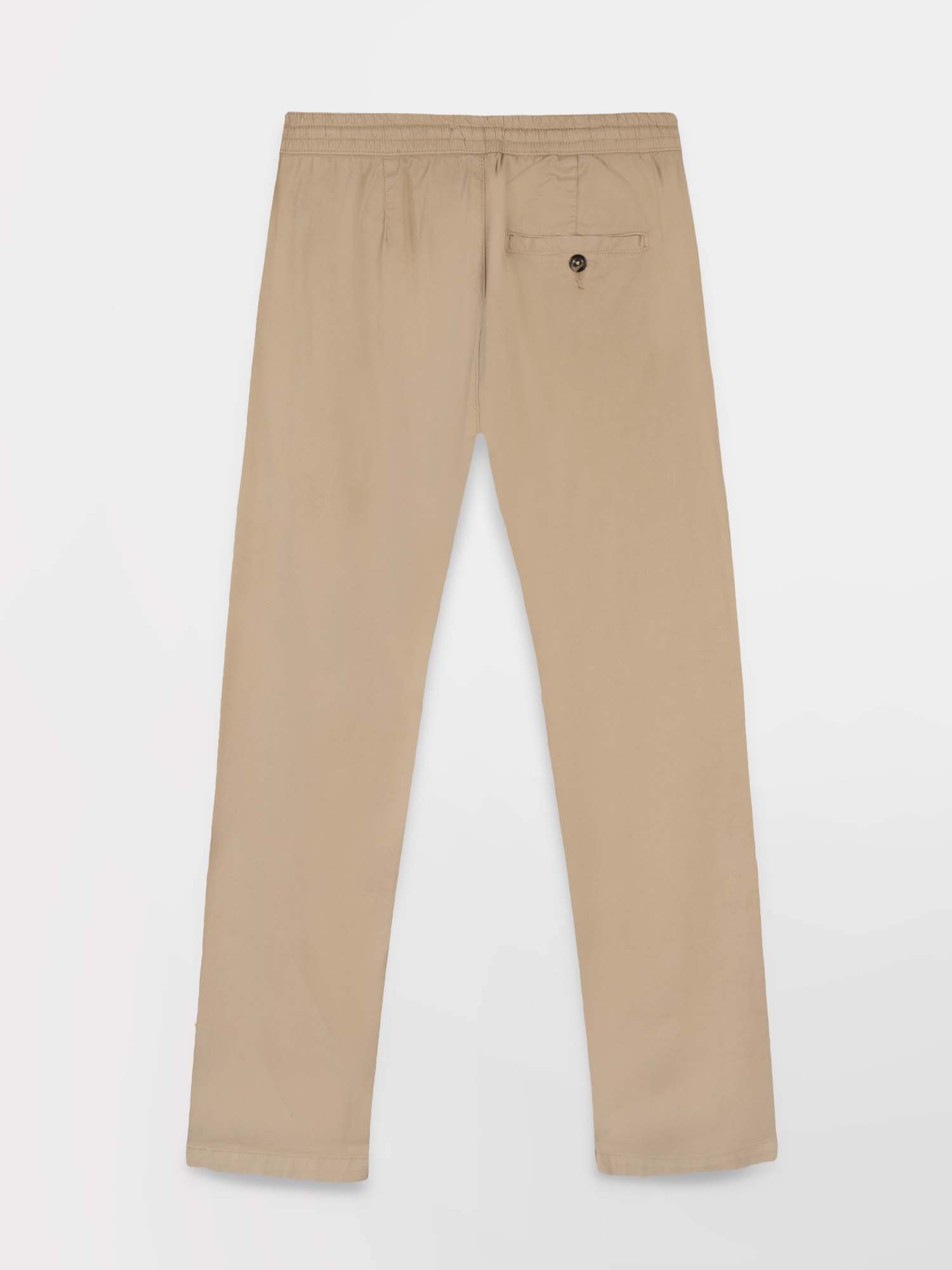 Pantalon Femme Ceinture Elastiquée Coton Beige