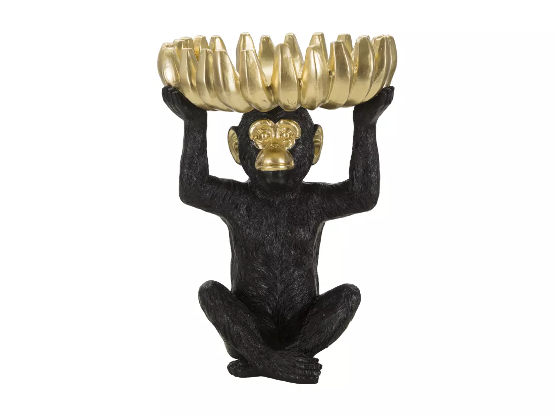 Vide poche singe en résine noire Ø 23x31,5 cm