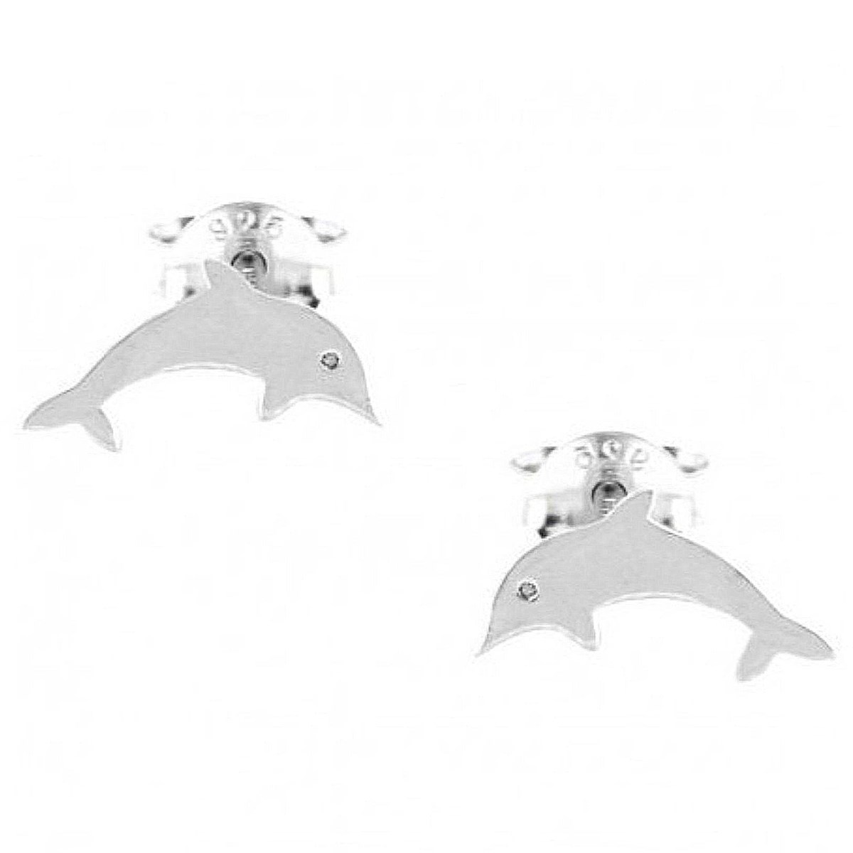 Boucles d'oreilles femme enfant dauphin en argent