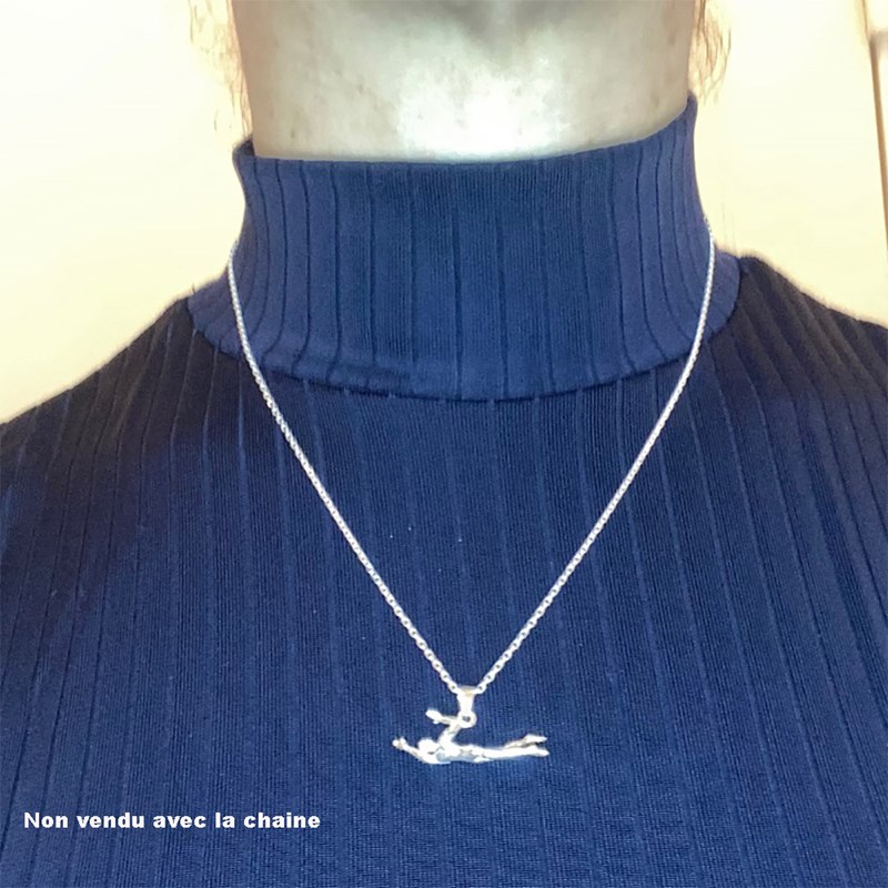 Pendentif natation nageur de crawl nouvelle édition - Argent massif