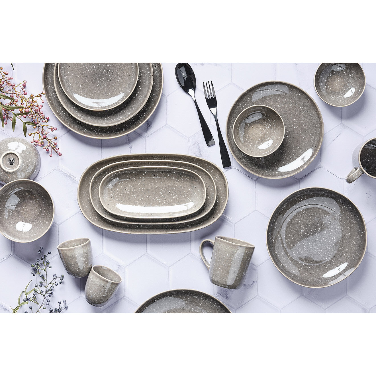 Bjorn 6 Tasses en Grès Stellar gris/anthracite - 15 cl