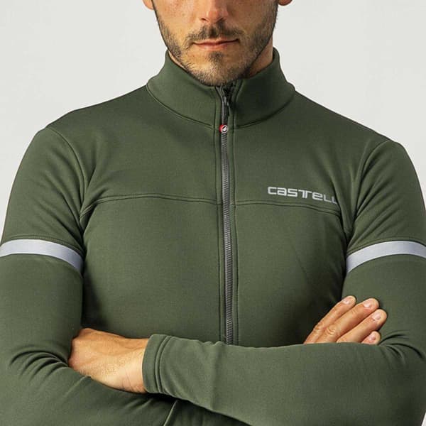Maillot vélo CASTELLI FONDO 2 JERSEY FZ MILITARY GREEN/SILVER REFLEX