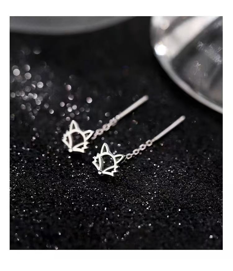 pexrl sieraden - Sterling zilveren vos-draadoorbel