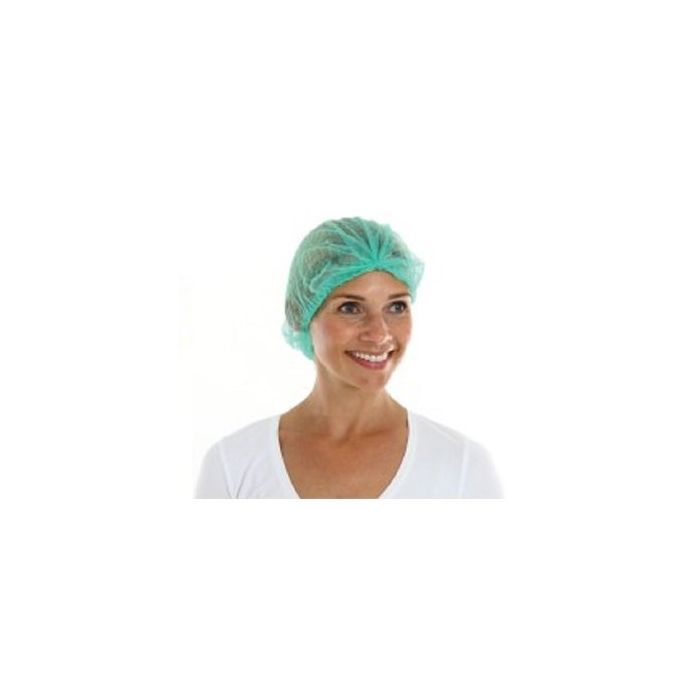 Haarnetjes non woven groen 1000st Baretten Hoofddeksels 53cm wokkel BESCHIKBAAR pp non woven hoofddeksels M, 53cm 'clip cap' (1023)