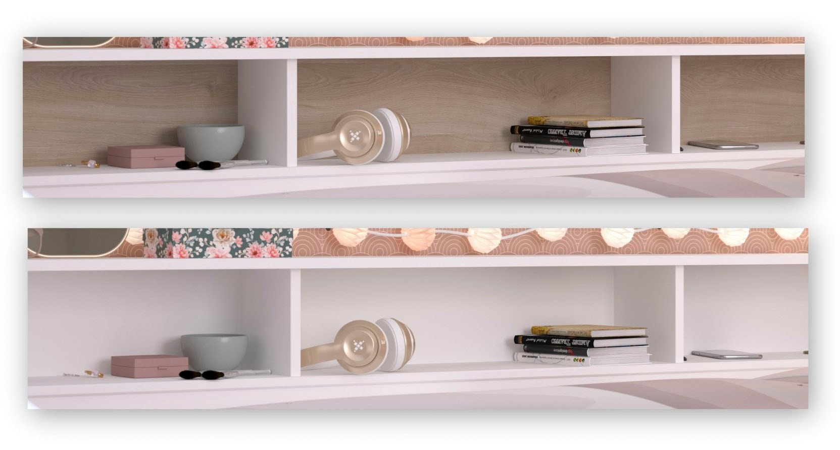 Parisot Stauraumbett »Sleep, Daybed, Kinderbett, Rückwand der Regale drehbar (farbig + weiss)« inklusive, Regale, Schubkästen, viel Stauraum, TOPSELLLER!