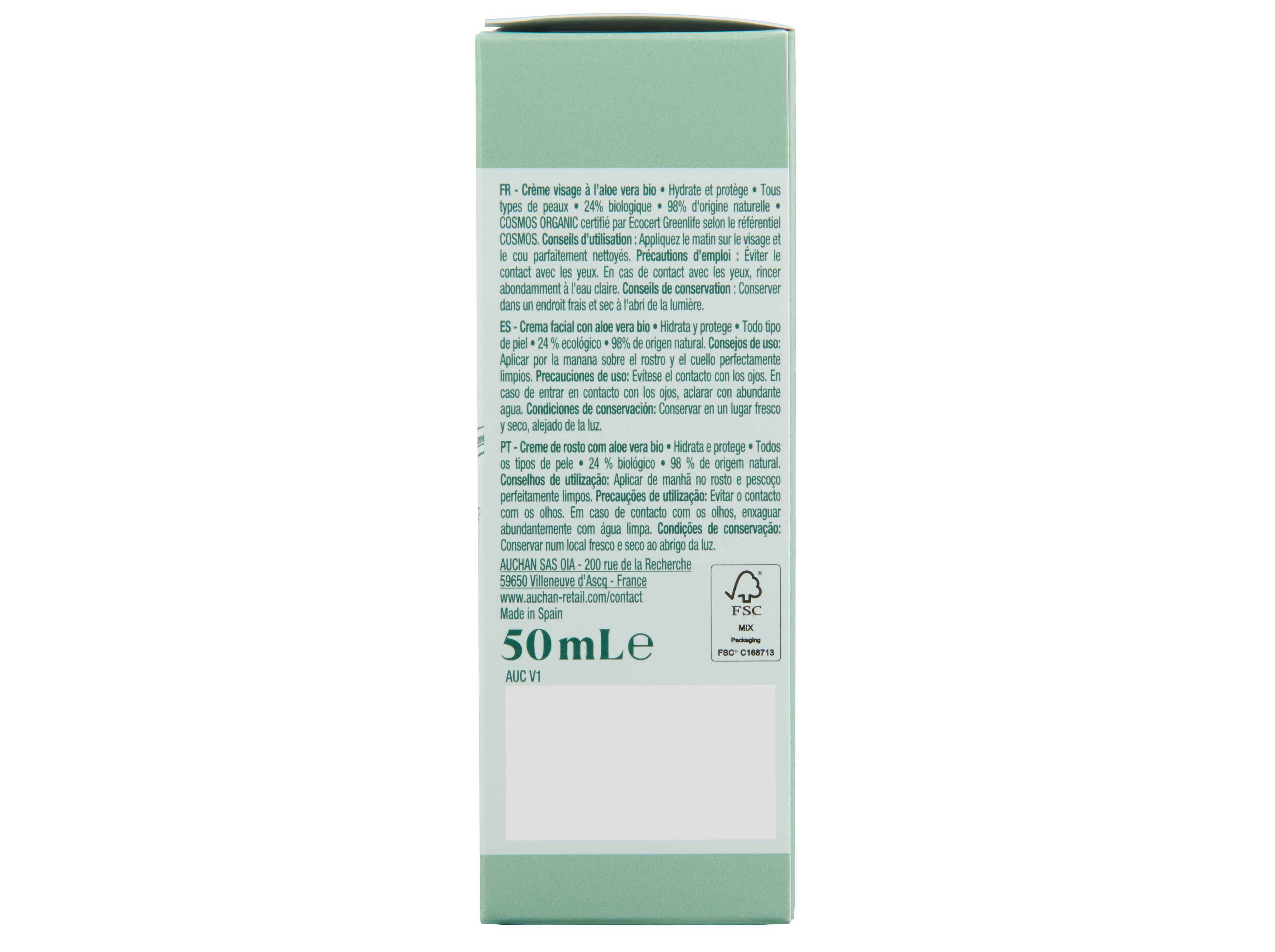 CREME ROSTO COSMIA BIO ALOE VERA HIDRATA E PROTEGE 50ML