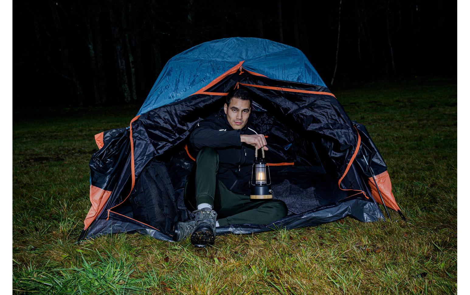 Campinglampe CAL 1 AkkuOutdoor Lampe mit Hanfseil und Bambussockel