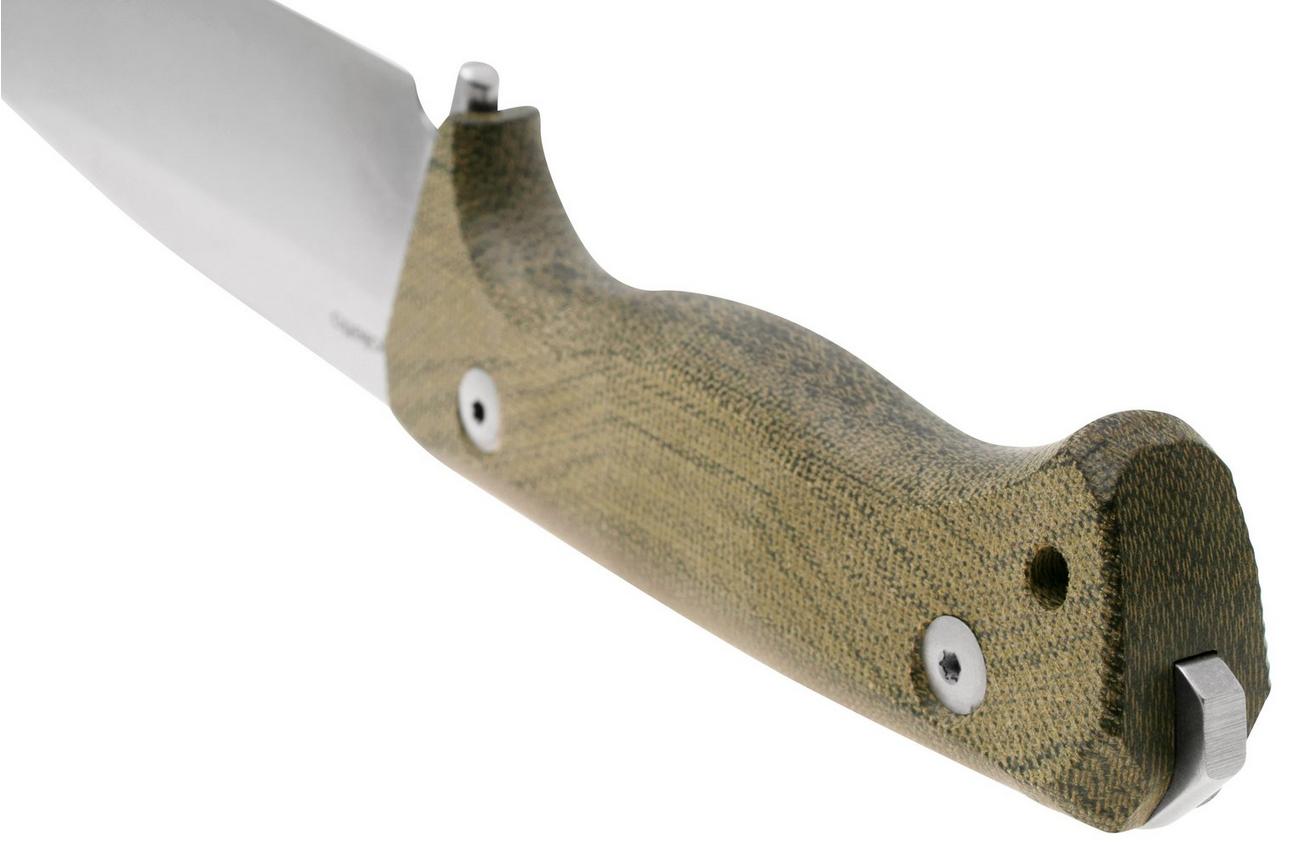 LionSteel T6 Stonewashed, Green Canvas Micarta T6-CVG vaststaand mes