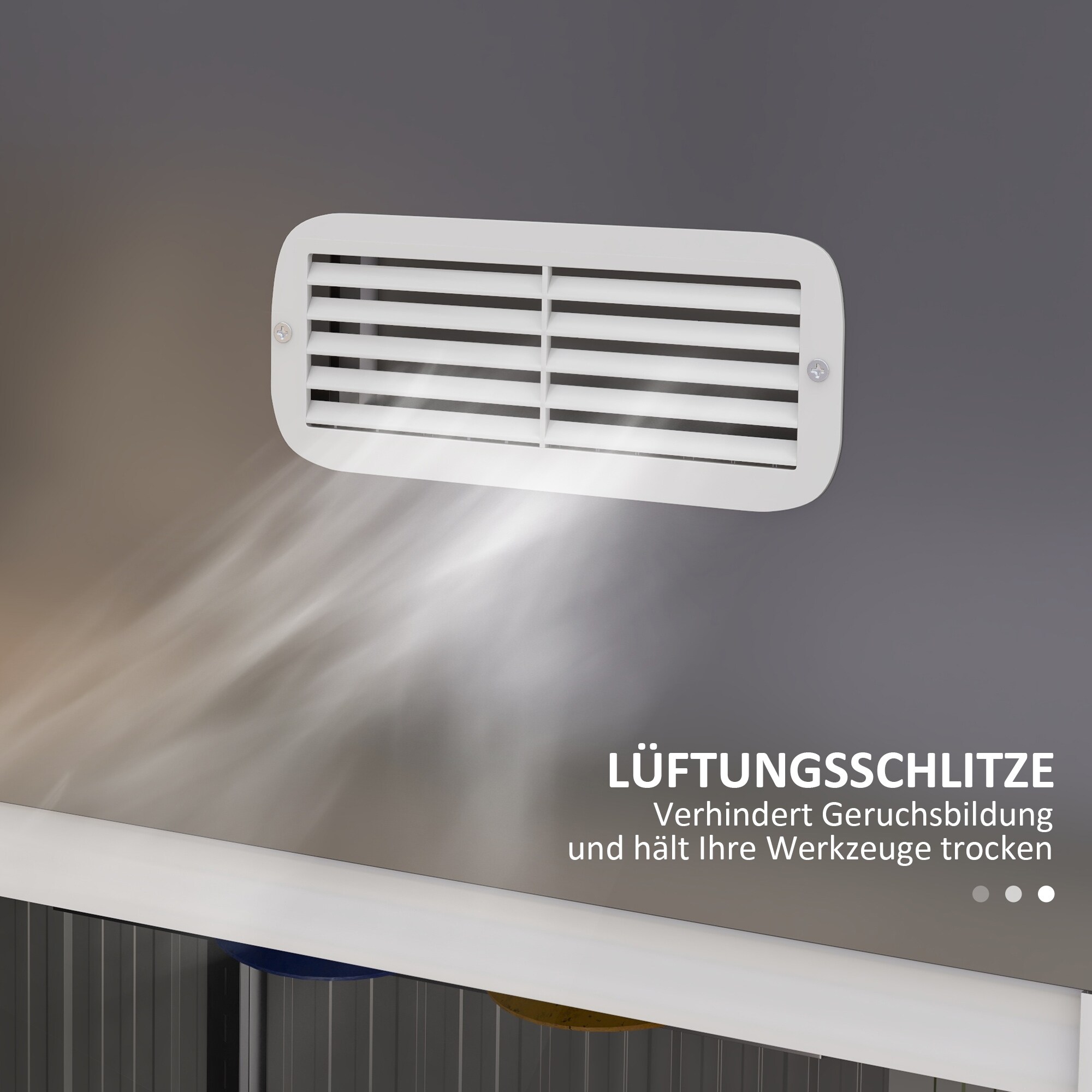 Outsunny Geräteschuppen mit 2 Schiebetüren grau 238L x 132B x 198,5H cm