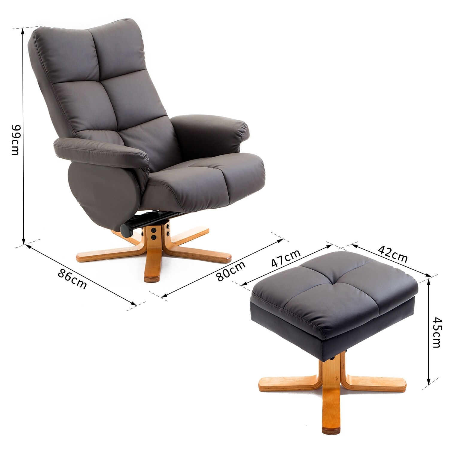 HOMCOM Fernsehsessel mit Hocker