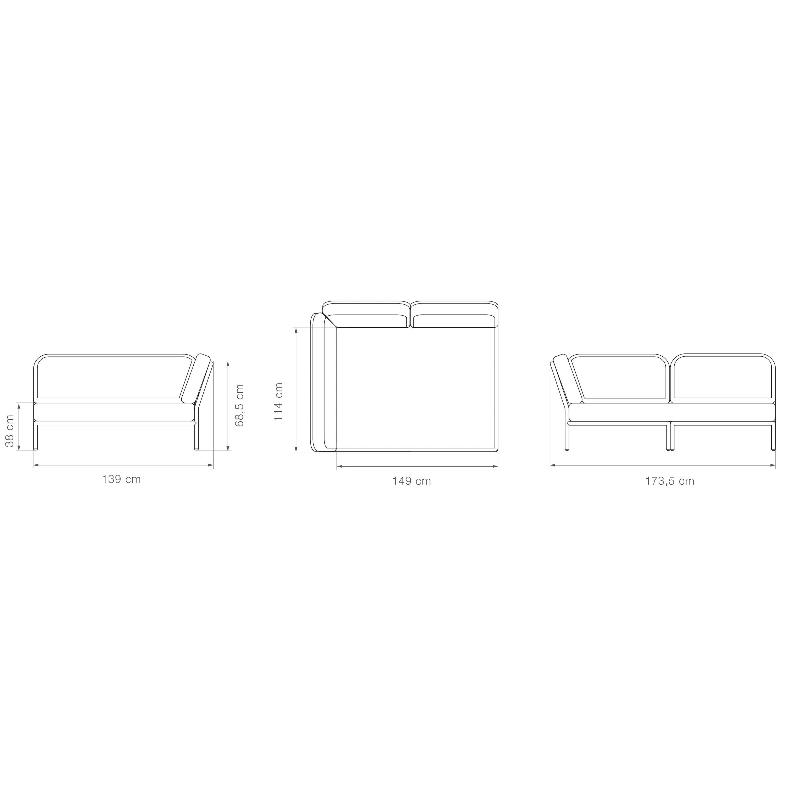 Level2 Cozy Corner loungebank rechts frame donkergrijs stof char