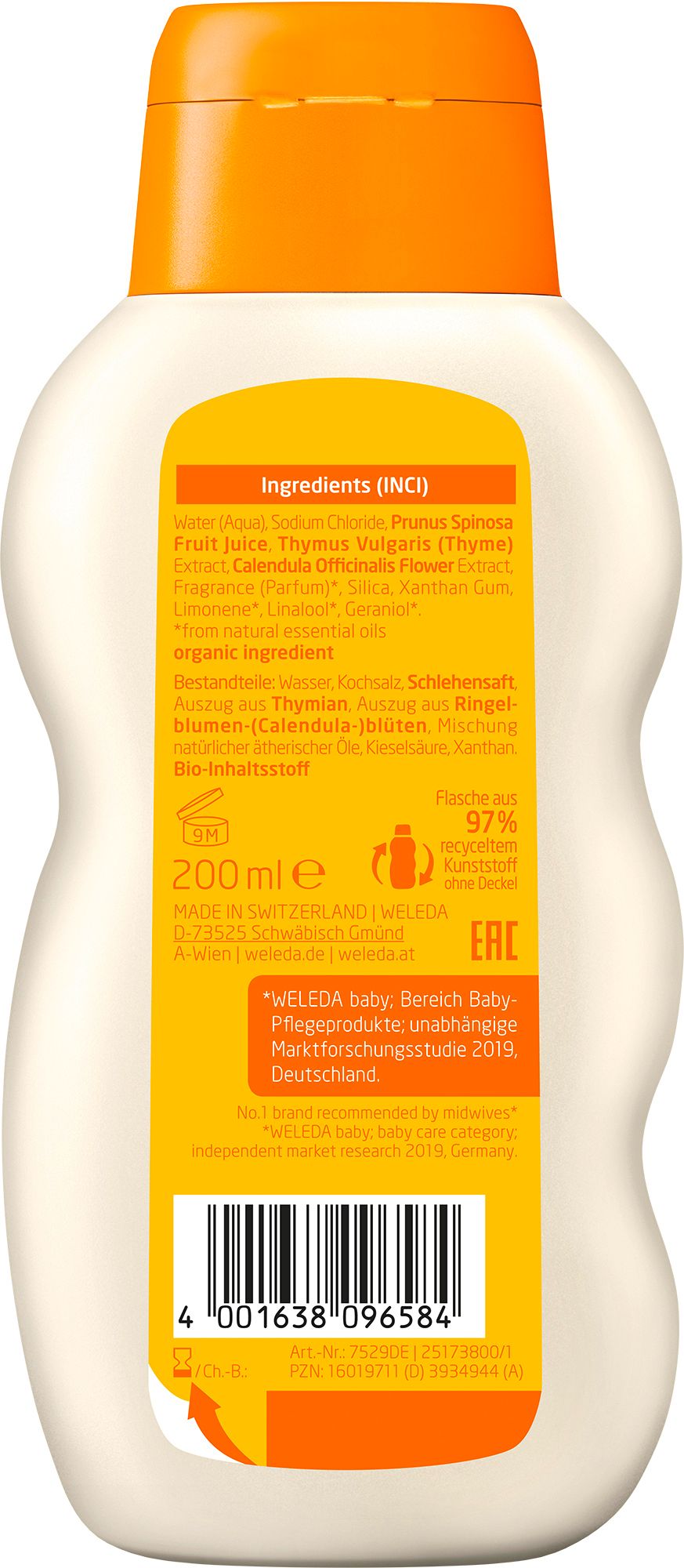 Weleda Baby Entspannungsbad Calendula - pflegender Badezusatz, tensidfrei beruhigt gereizte Haut