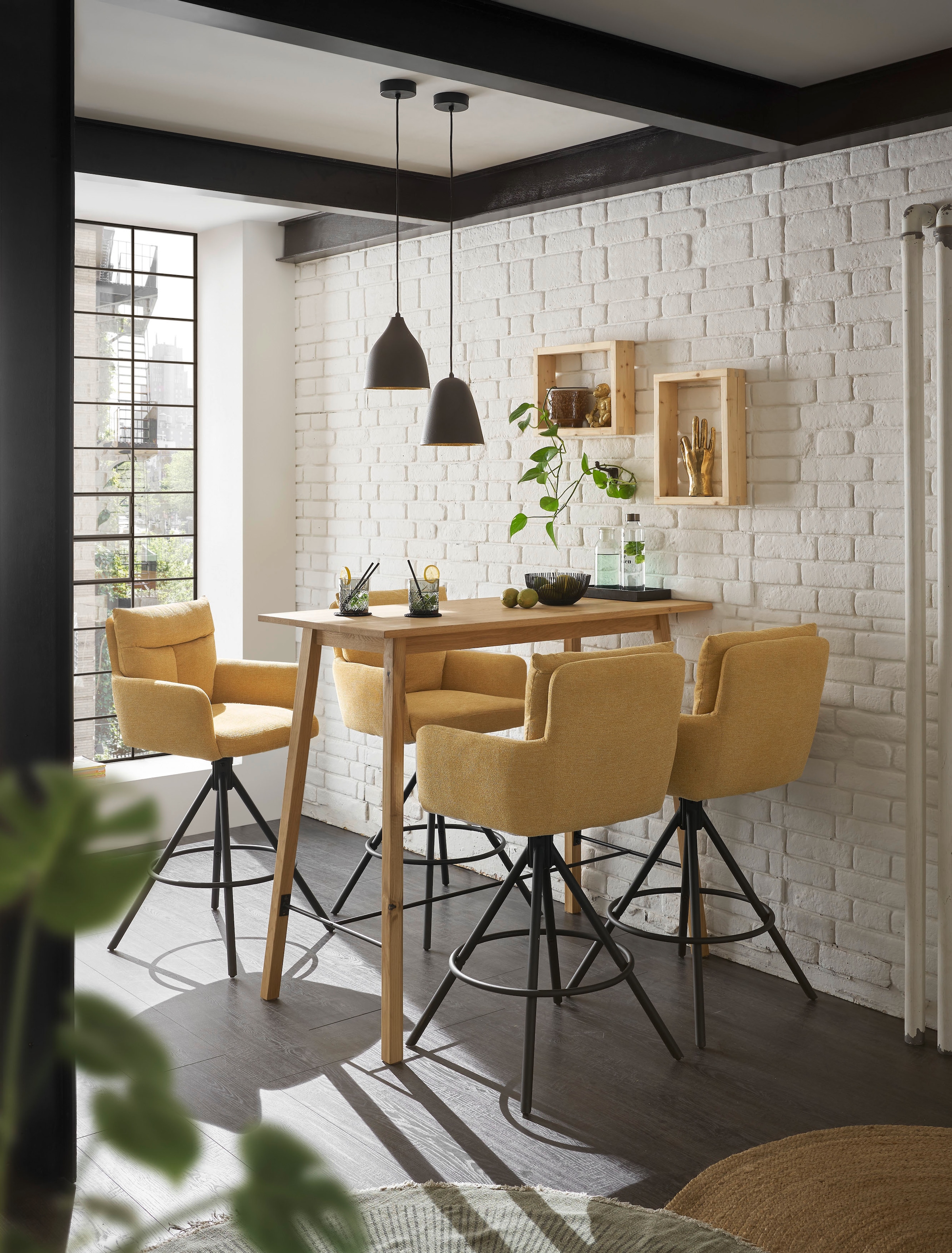Stolkom Bartisch »Jules Eiche Massivholz geölt, Hochtisch BxHxT 120x104x60 cm« Skandi Look Eiche Massivholz geölt durchgehende Lamelle