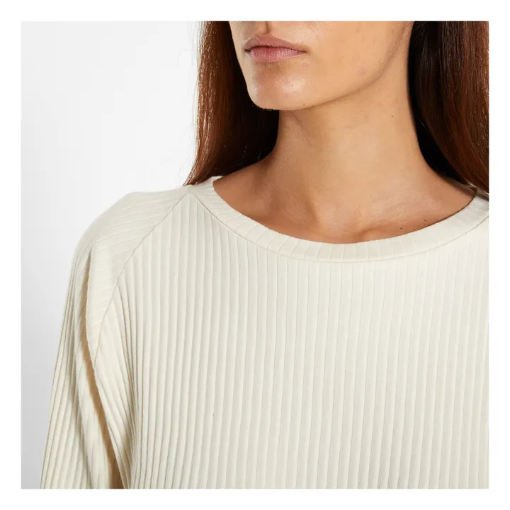 Baserange Sweat Côtelé Basic Coton Bio | Blanc cassé