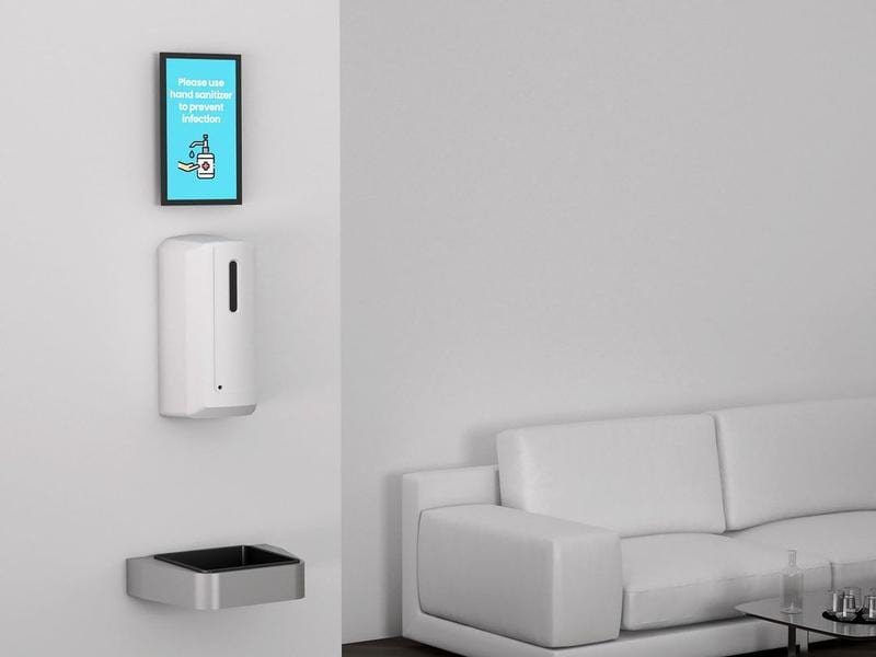 Multibrackets Desinfektionsmittelspender Hygienebox Wand we MB Hygienebox Wandmontage, weiss / 9622 Infrarot Auto-Sensor 0-12 cm, 1 Liter Tank, ABS