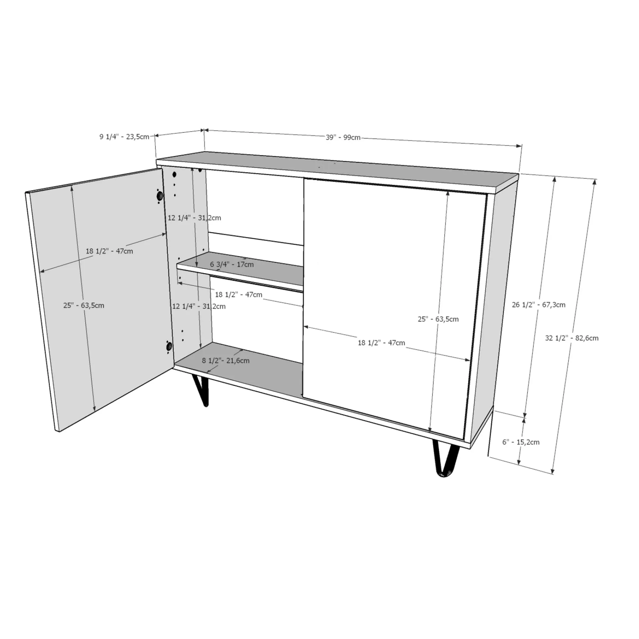 Nexera Console de Rangement 2 Portes Slim - Noyer