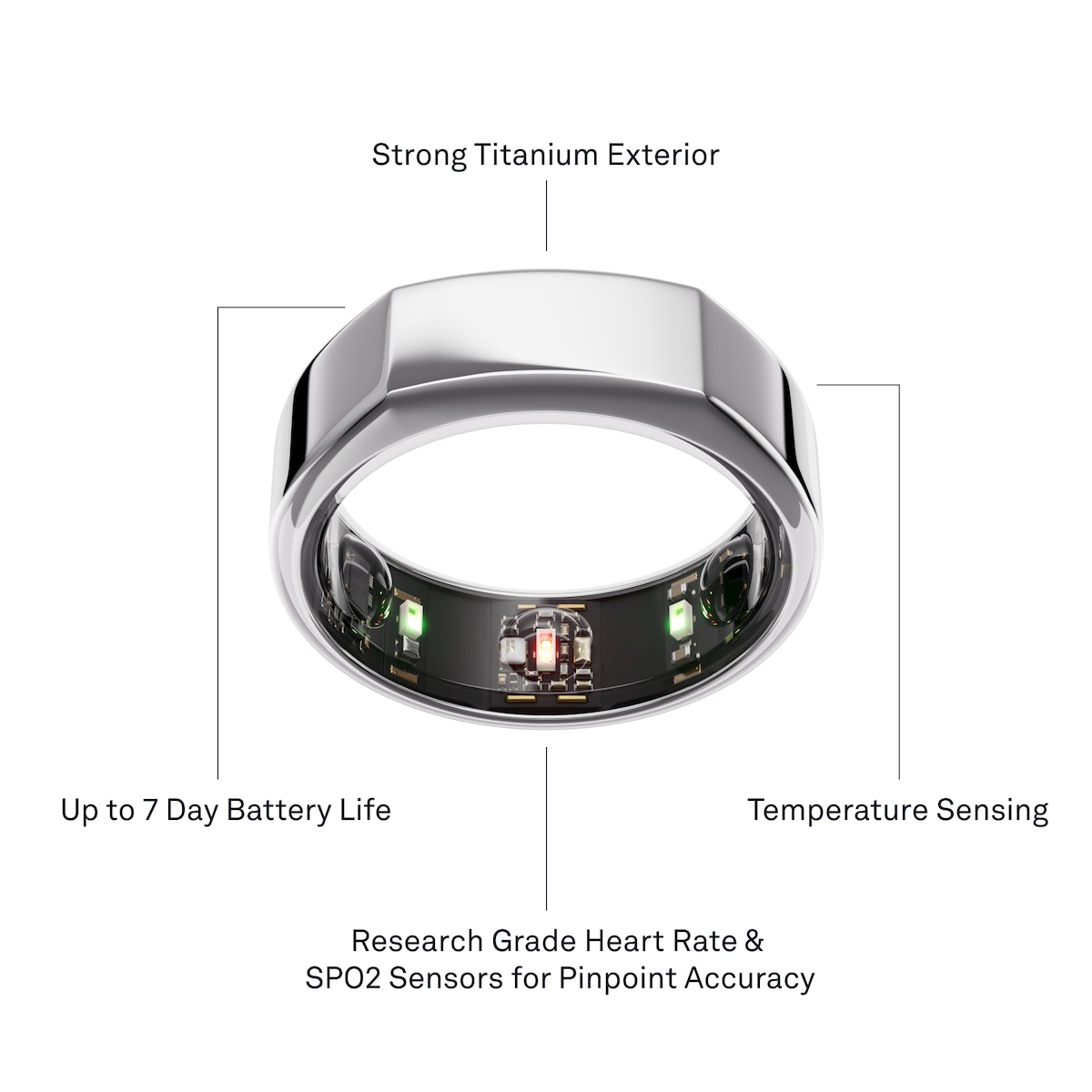 Oura-ring Gen3 Heritage smartring størrelse 8 (Silver)