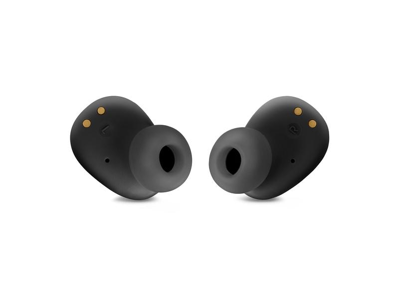 JBL True Wireless In-Ear-Kopfhörer Wave Buds Schwarz Kräftiger 8-mm-Treiber liefert Deep Bass Sound für einen besonderen Hörgenuss
