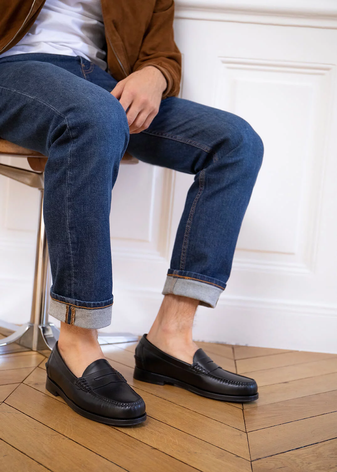MOCASSIN U MOC II CUIR NOIR