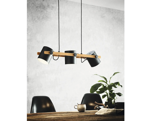 Hanglamp, 3-lichts, HxD 110078 cm, crème/zwart
