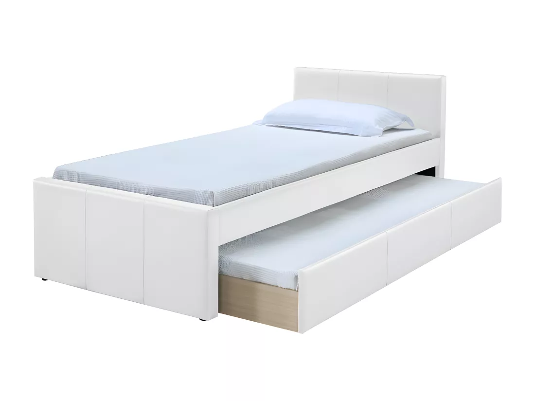Lit gigogne blanc mat 90x190 cm MACCO