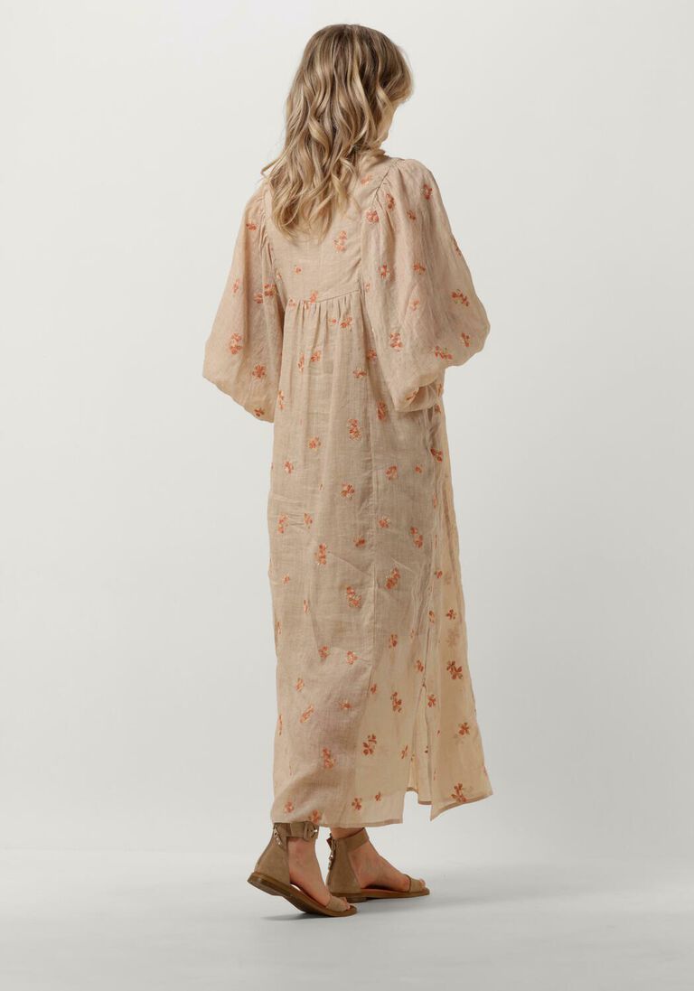 NUKUS zand nukus maxi jurk monica dress embroidery