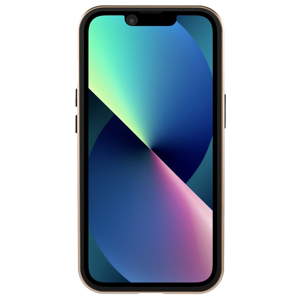 iPhone 14 Magnetische Alu Schutzhülle mit Panzer Glas Backcover   Displayschutz (Magnet-Technologie) - Gold