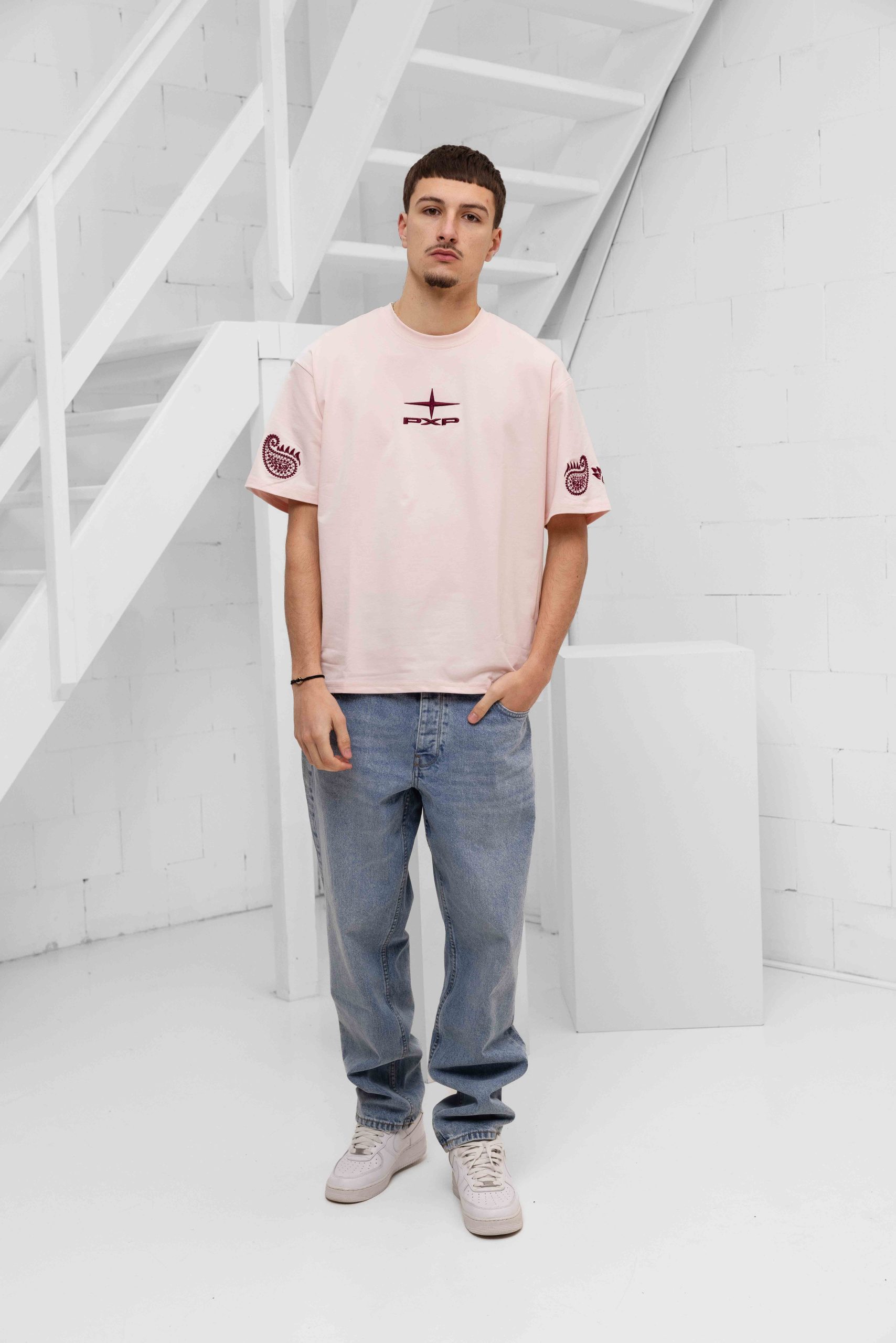 Project X Paris Embroidered T-Shirt Heren Roze