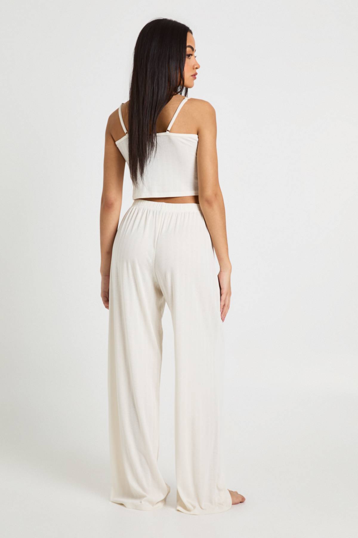 boohoo Ensemble Pyjama Débardeur Pointelle Et Pantalon Large
