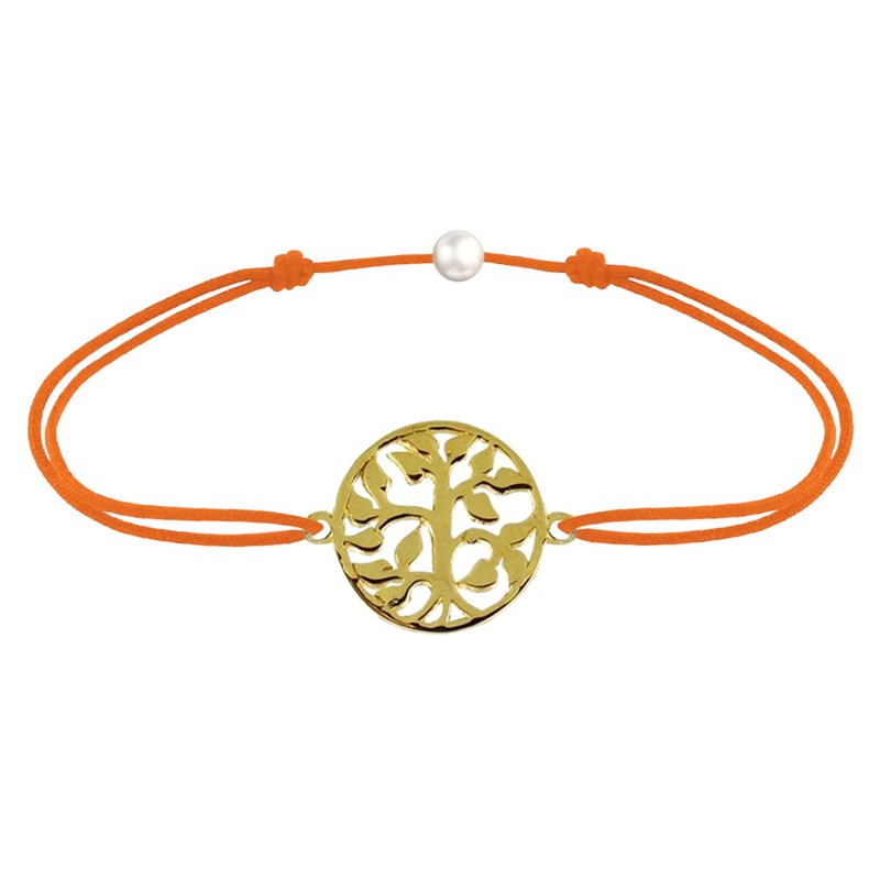 Bracelet Lien Arbre de Vie Plaqué Or - Orange